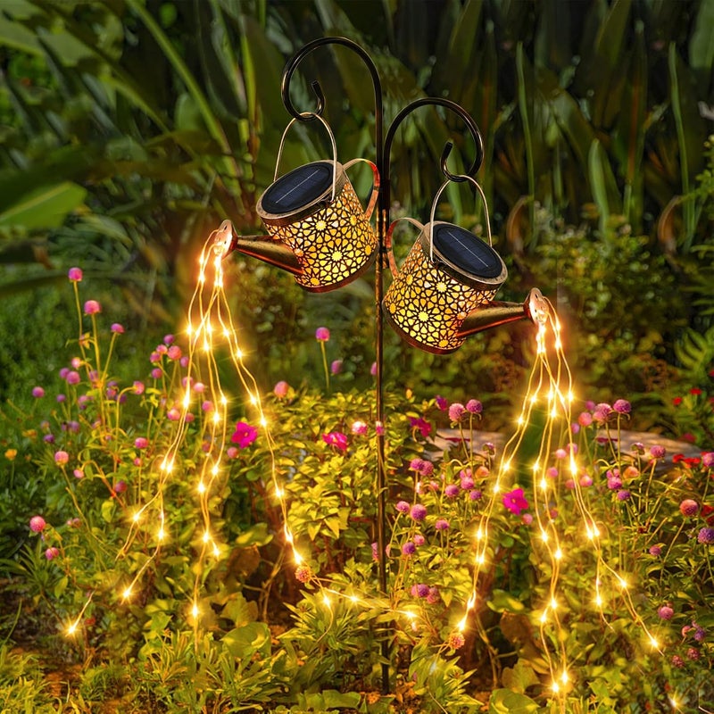Misawce Solar Lights Outdoor Decorative, 2 Pack Metal Watering Can Lights Waterproof, Small Hanging Garden Decor Yard Outside Patio Lawn, Gifts for Mom Grandma Women Birthday(Warm White) - Image 1